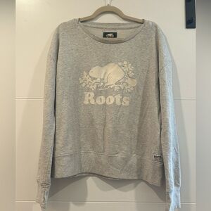 Canada Roots Light Grey Crewneck Sweatshirt with Cream Logo